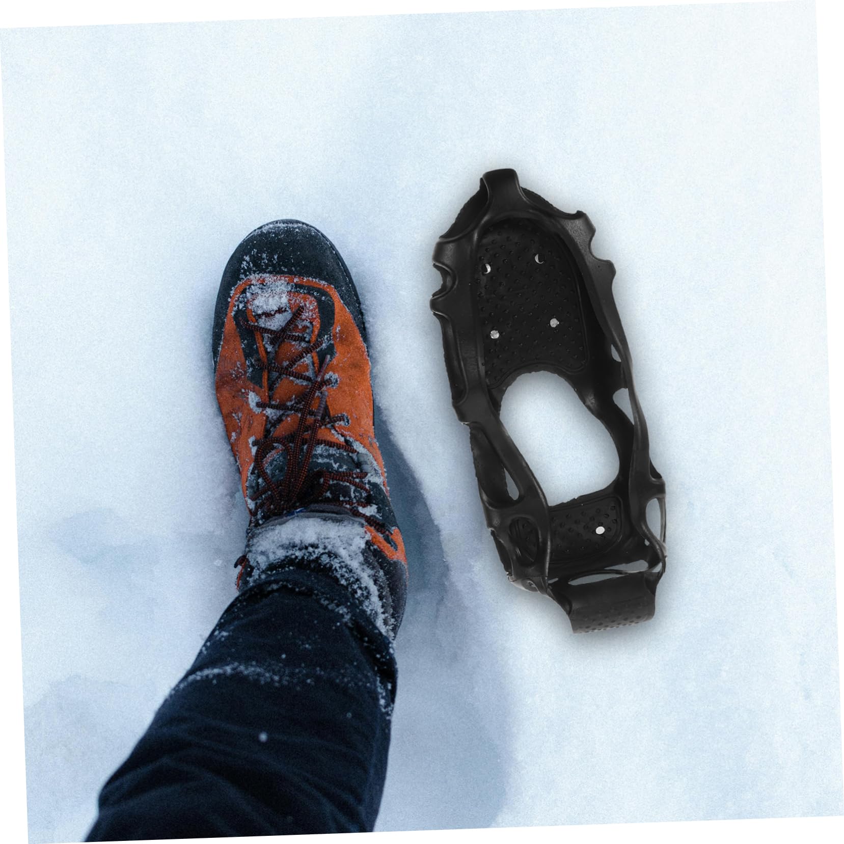 HEMOTON Ramponi per Scarpe Chiodate 12mm, Tpe Nero, Punta Antiscivolo, Facile Installazione, per Outdoor e Snow Hiking