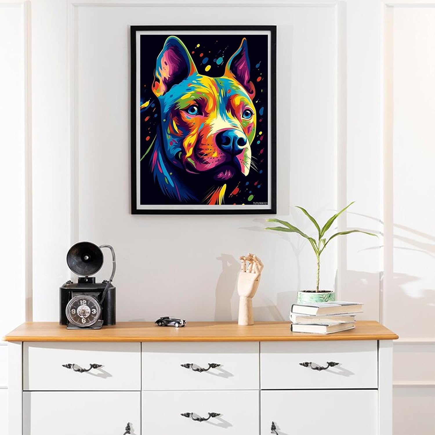 TUTUMAY21 5D Pitbull Dog Diamond Painting Kits Cute Pitbull Dog for Adults, Full Round Diamond Art Craft for Home Wall Decor Gifts 12x16 inch