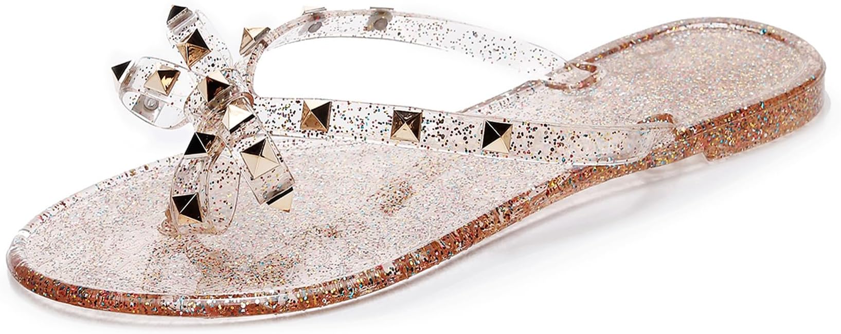 Studded Jelly Sandals Flat, womens, Flat Sandal
