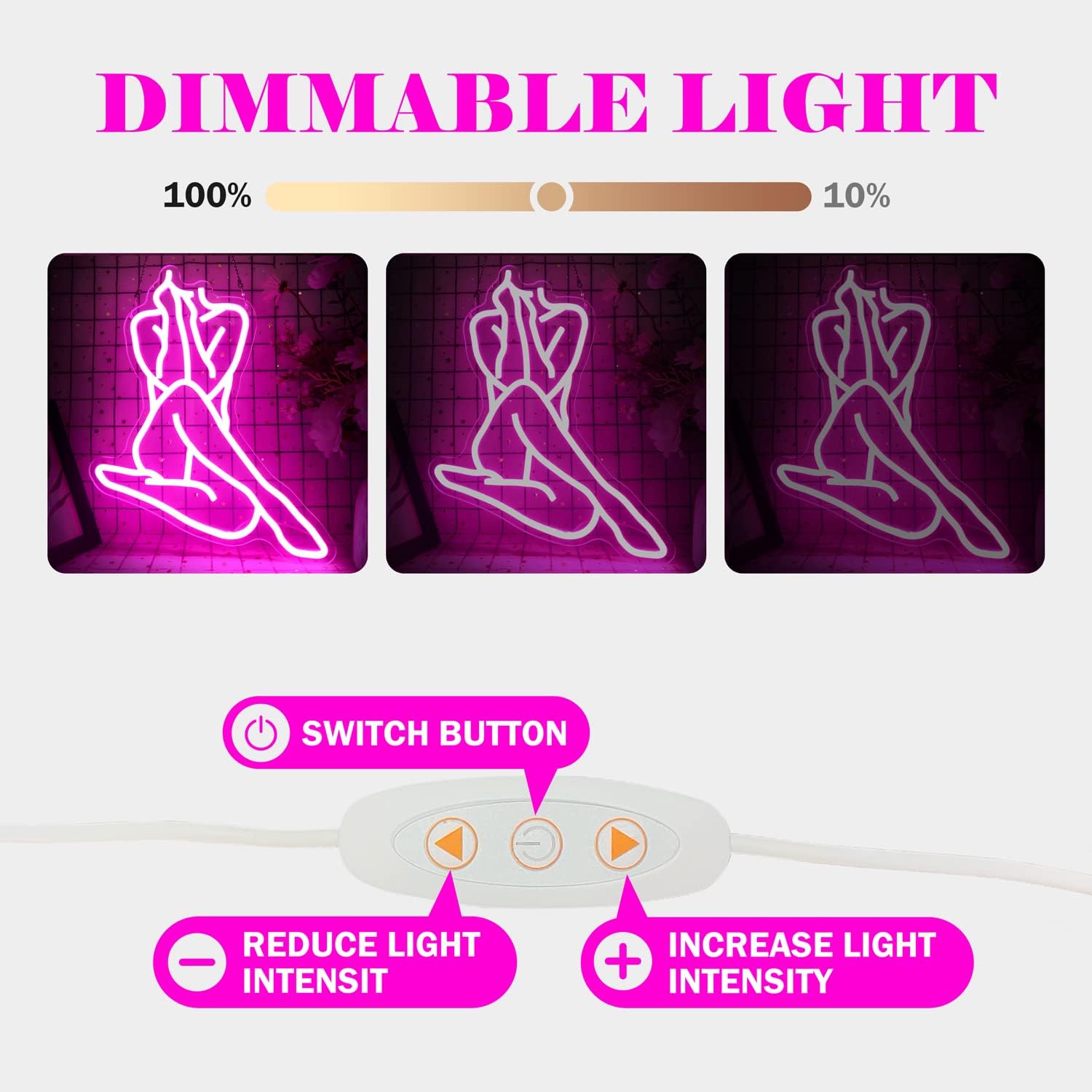 Lady Neon Sign Dimmable Lady Neon Led Signs for Wall Decor Light up Signs Pink Neon Lights for Bedroom Man Cave Home Bar Party Pub Wall Sign Decor