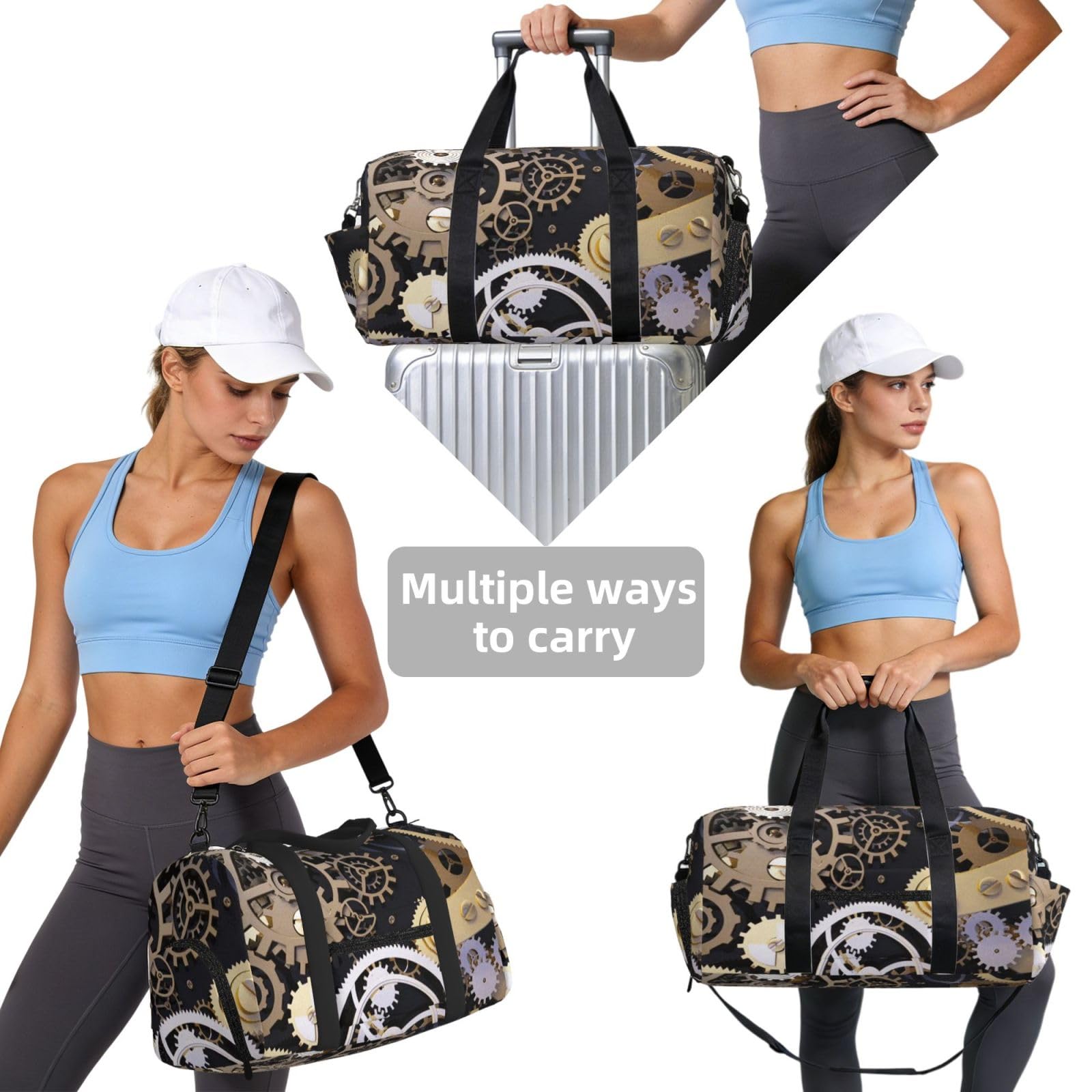 Steampunk mechaniczne przekładnie drukowane ręczna torba sportowa crossbody torba podróżna