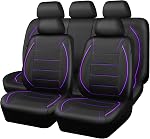 CAR PASS Universal FIT Piping Leather Car Seat Cover, for suvs,Van,Trucks,Airbag Compatible,Inside Zipper Design and Reserved Opening Holes (Full seat Covers, Black and red Color)