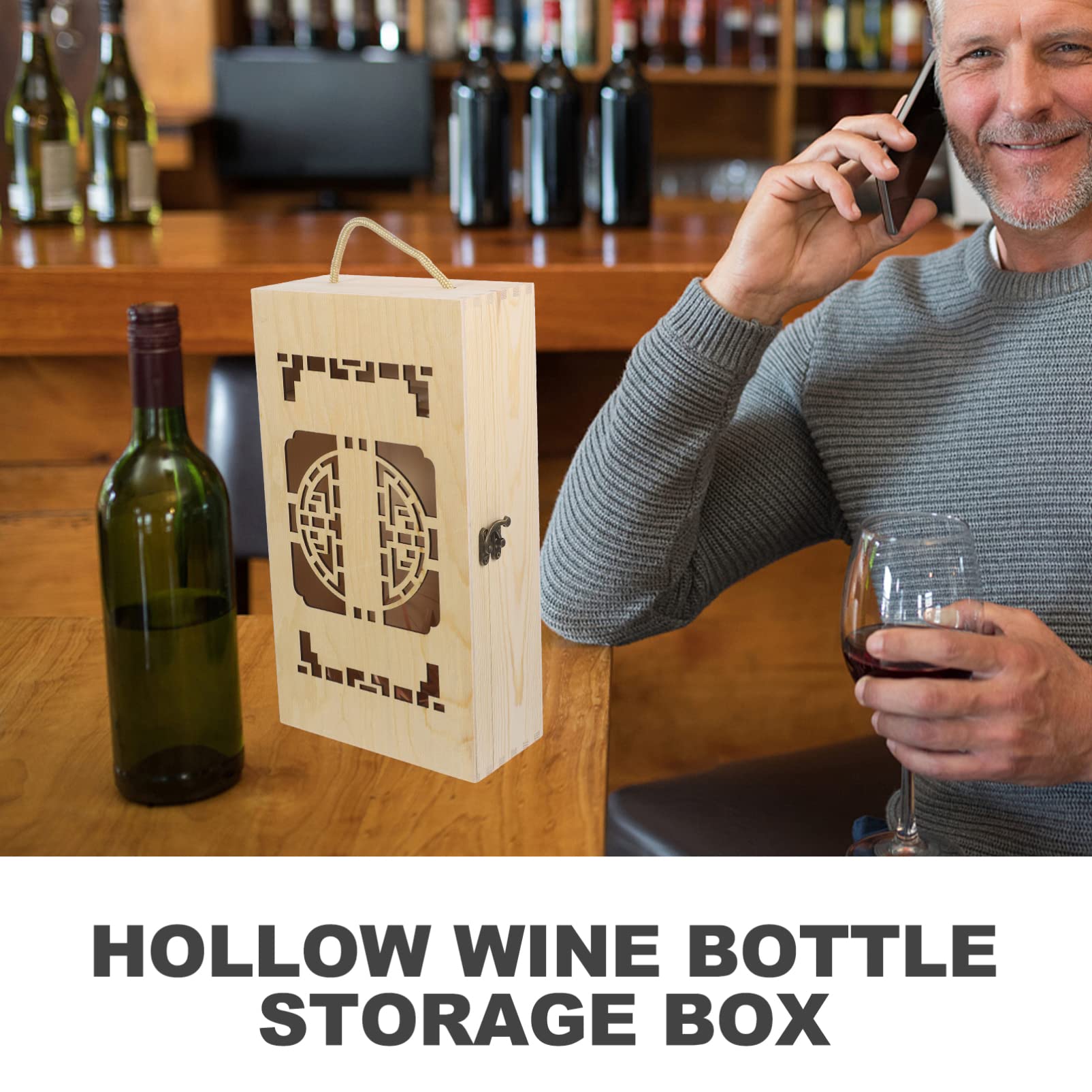 MAGICLULU Scatola Regalo Per Vino in Legno Scatola Per Bottiglia Di Vino Portatile Per Compleanni Matrimoni Feste e Eventi Speciali