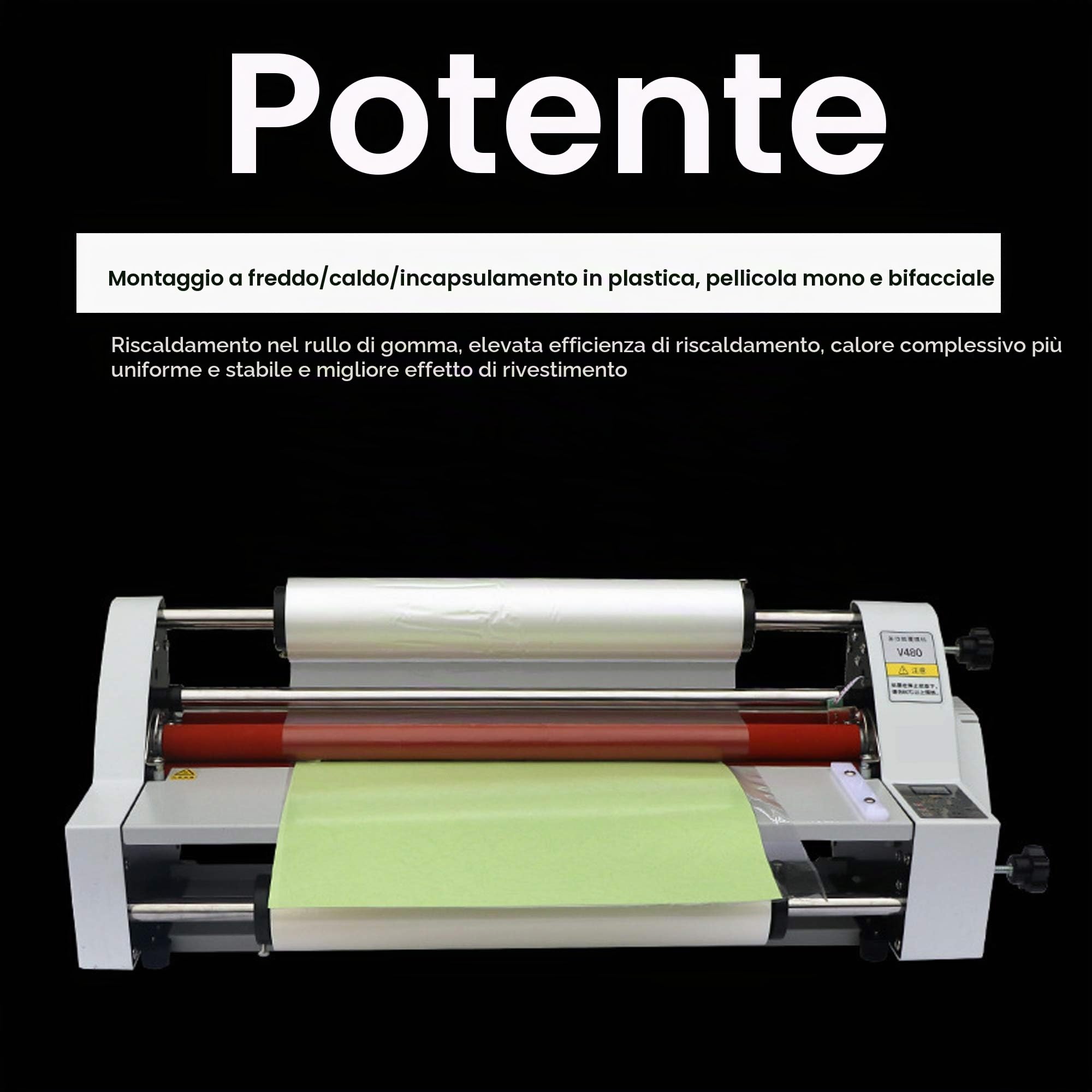 Laminatrice di riempimento a freddo a caldo, macchina di laminazione termica su un lato e su due lati con controllo della temperatura per documenti, foto, schede Max. Larghezza 45 cm