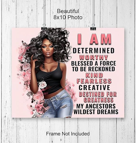 I Am - African American Wall Art Inspirational Quote Poster for Black