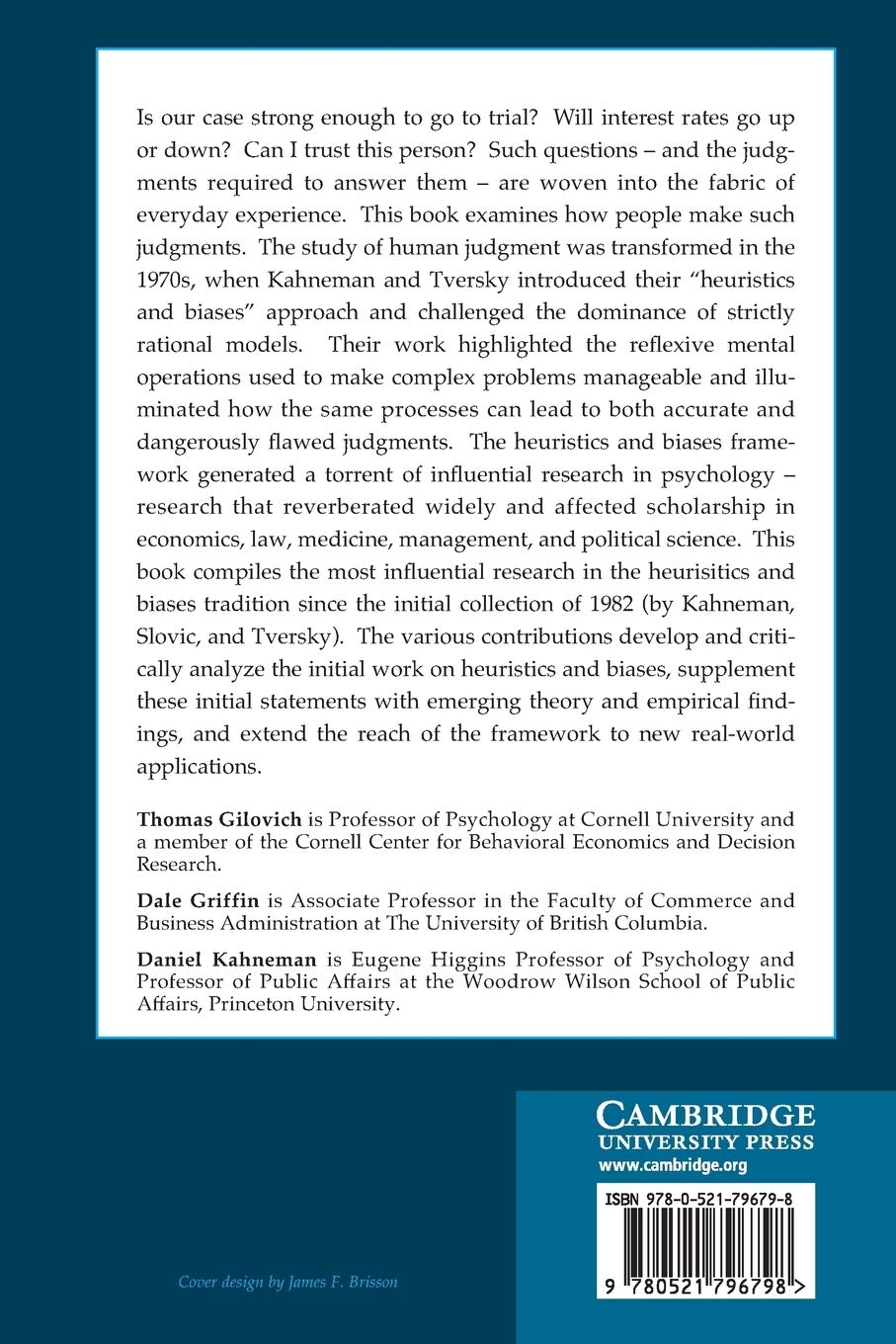 Heuristics and Biases: The Psychology of Intuitive Judgment