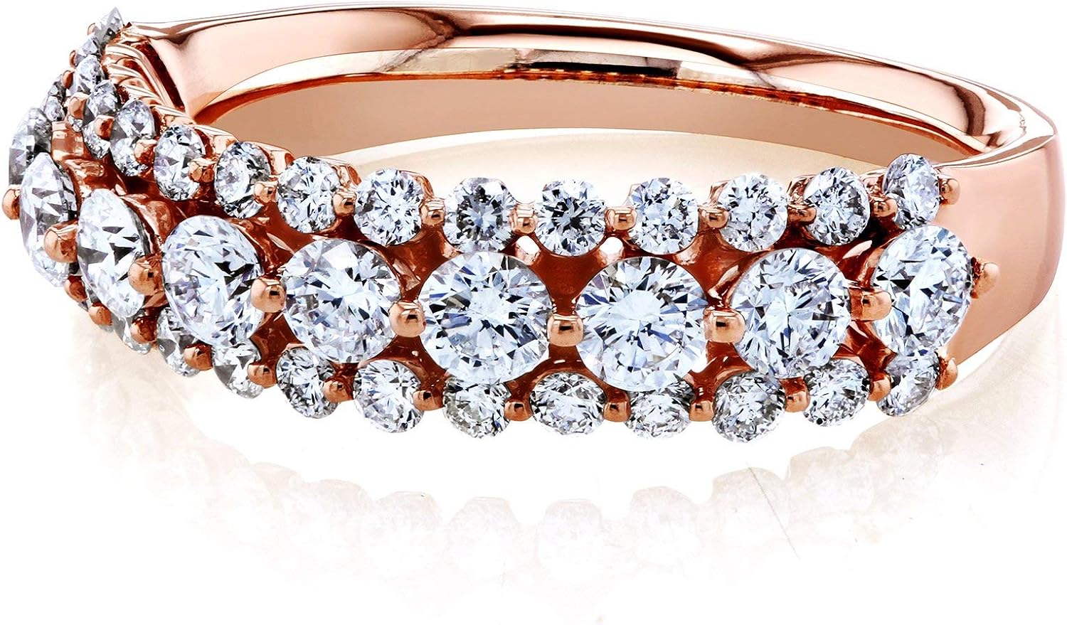 Kobelli 1 Carat Three Row Diamond Band 10k Rose Gold