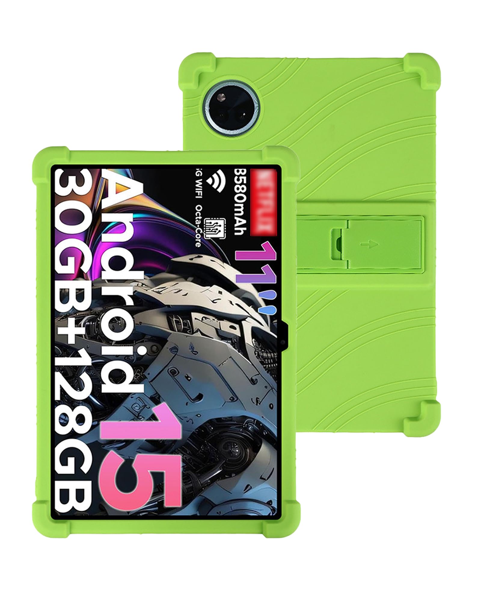 Étui en silicone DOOGEE Tab A9+ vert de 11 pouces avec support - 8