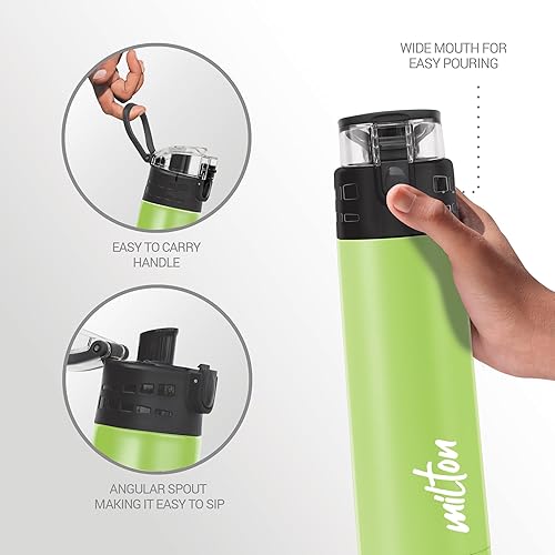 Vista 28 de Milton Thermosteel Aura 1000 - Termo aislado al vacío de doble pared, 33.8 fl oz, 1.05 litros Botella de agua fría y caliente las 24 horas, acero