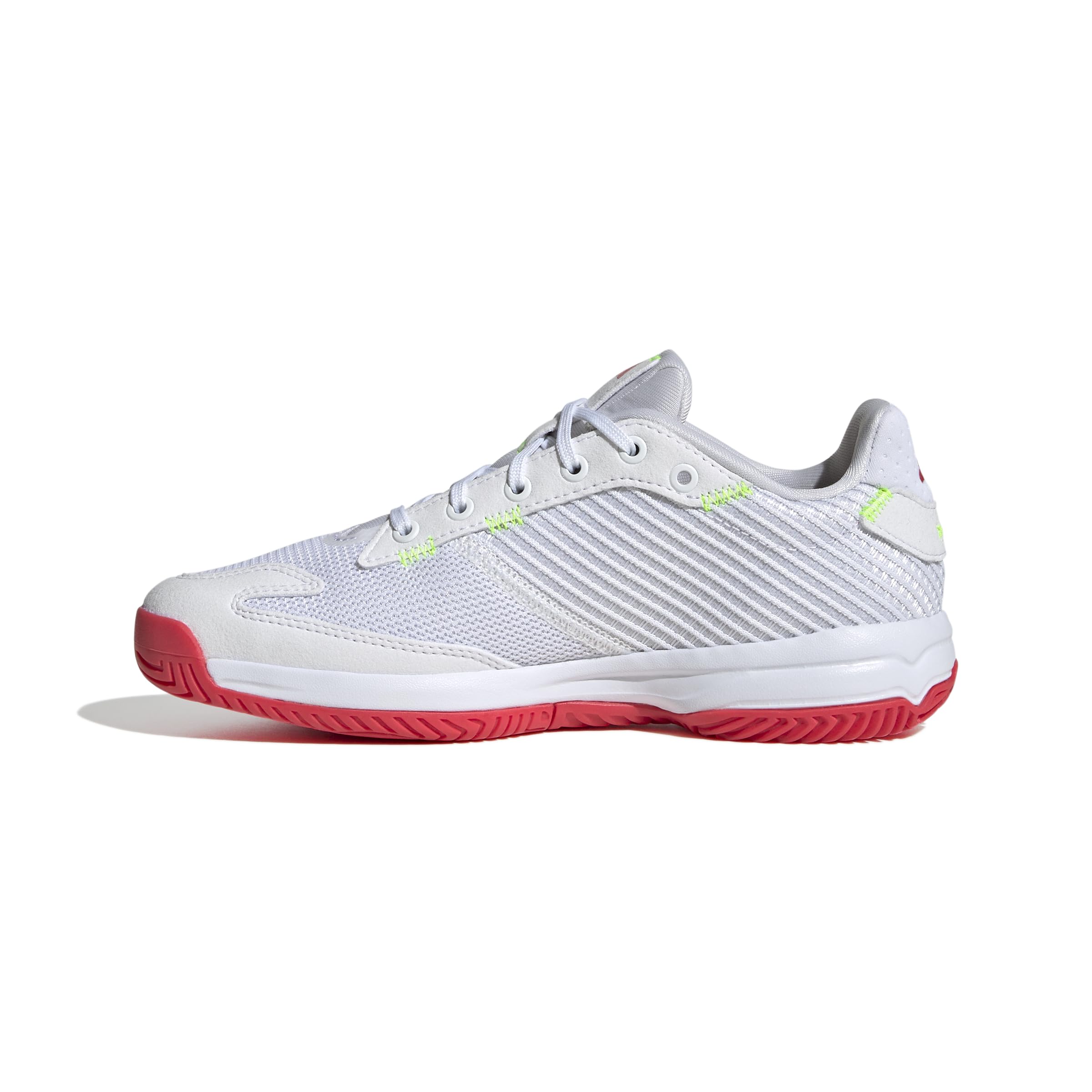 adidas Unisex Kids Stabil Junior Indoor Shoes, FTWR White/Aurora Met./Semi Lucid Red, 3.5 UK