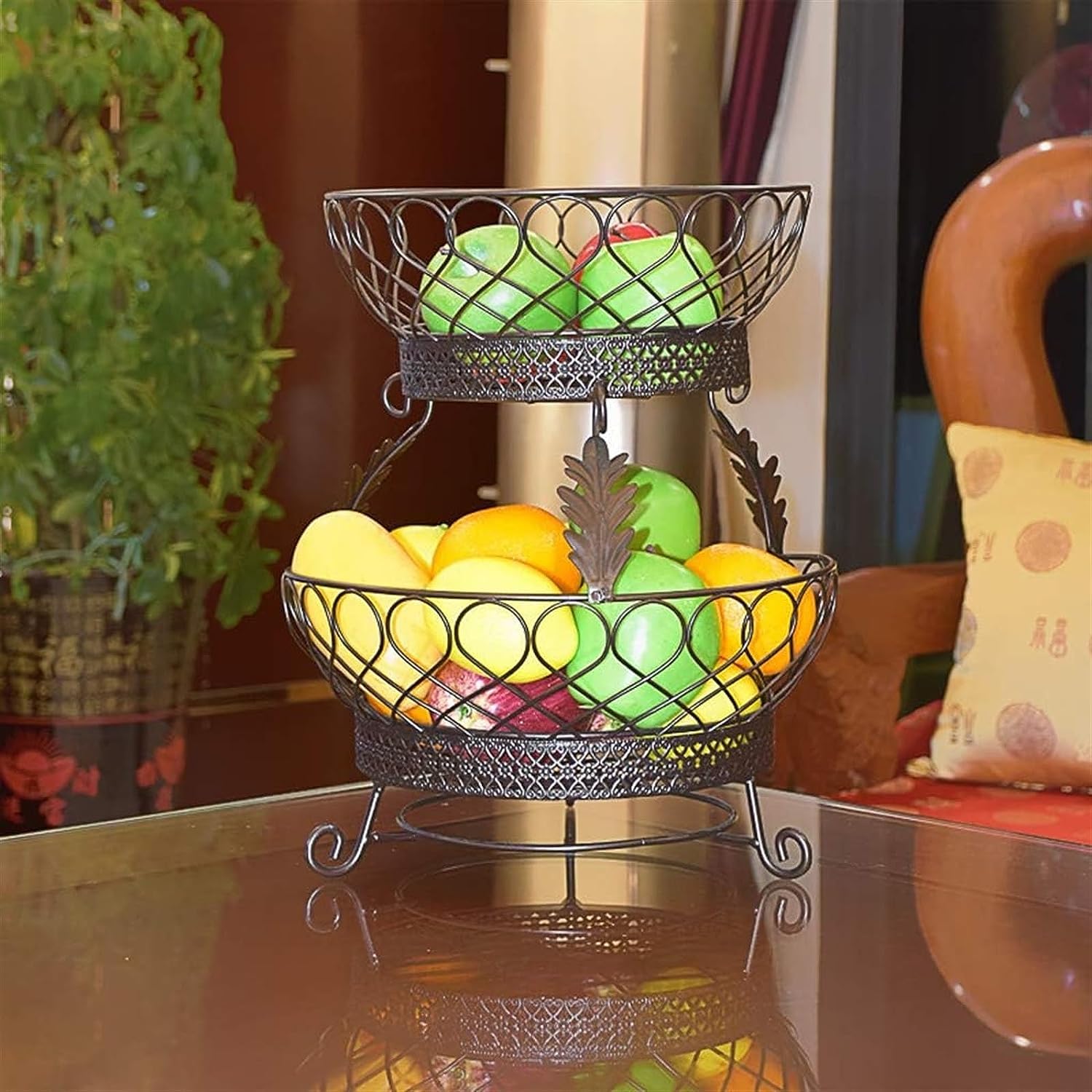 Mnuvxzaewf D Kitchen Countertop Fruit Rack-Fruit Basket Stan 2 Tier(D)