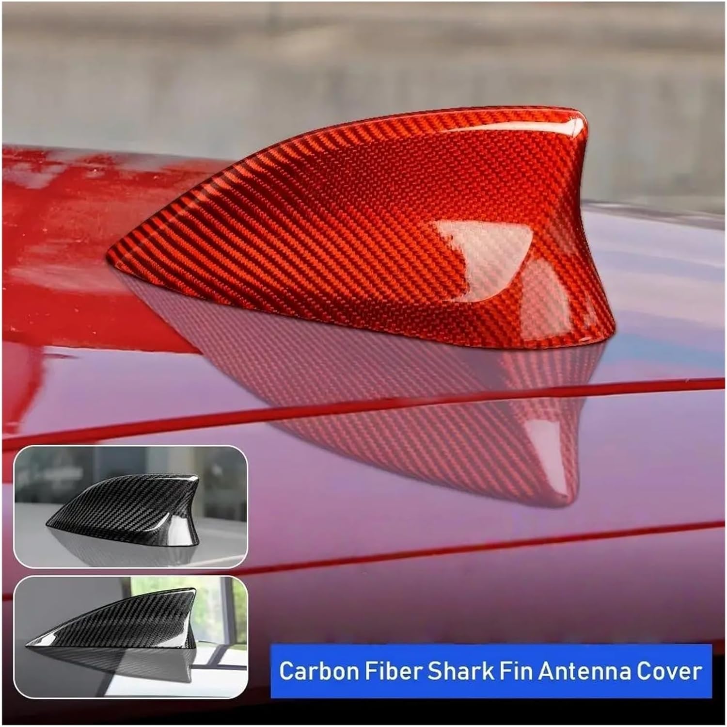 Carbon Fiber Shark Fin Antenna Cover Compatible For Mazda 3 CX-3 CX-5 CX-8 2013-2023 Waterproof Exterior Roof Accessories No-Drill Adhesive Install(Black)