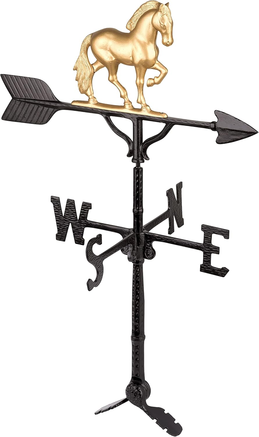 Montague Metal Products - 32'' Aluminum 3D Horse Weathervane 200 Series - Outdoor Wind Vane with Ornament - Roof Metal Decor - Mount Included (4 to Choose from) - Hand Cast Aluminum (Black)