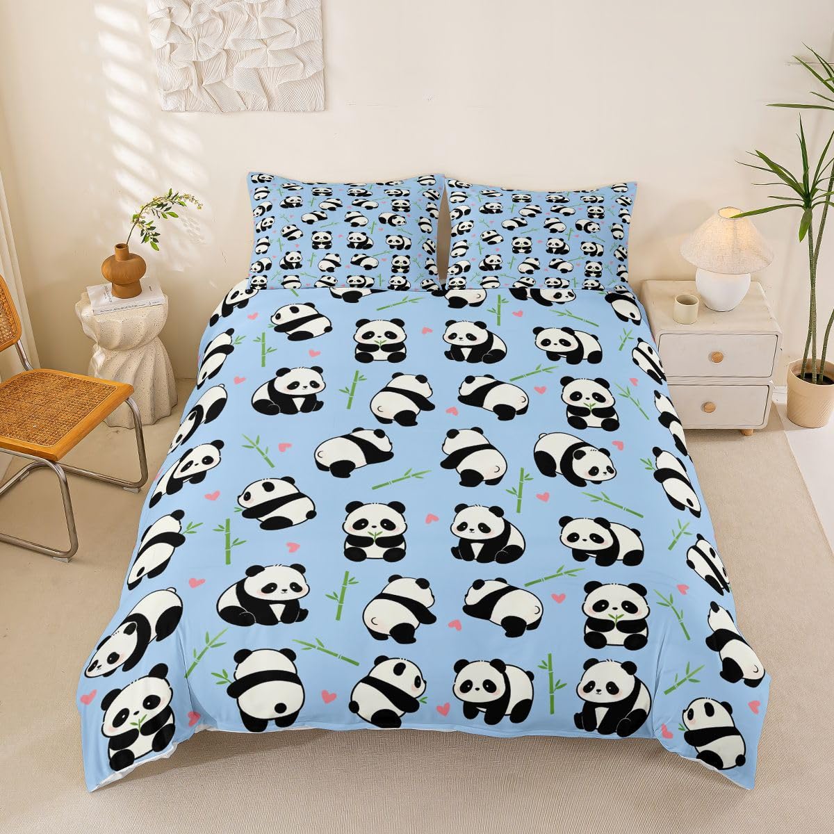 Loussiesd Panda poszewka na kołdrę super king pościel dla dzieci chłopców