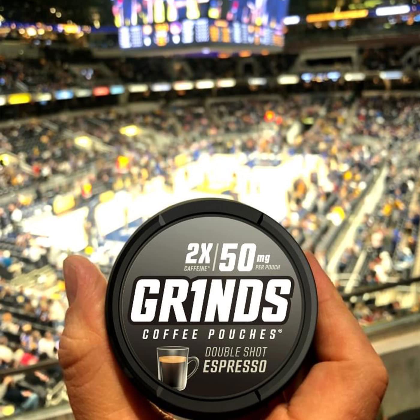 Grinds Coffee Pouches | Tobacco Free, Nicotine Free Healthy Alternative | 6 Cans of Double Shot Espresso | 18 Pouches Per Can | 2x Caffeine 1 Pouch eq. 1/2 Cup of Coffee