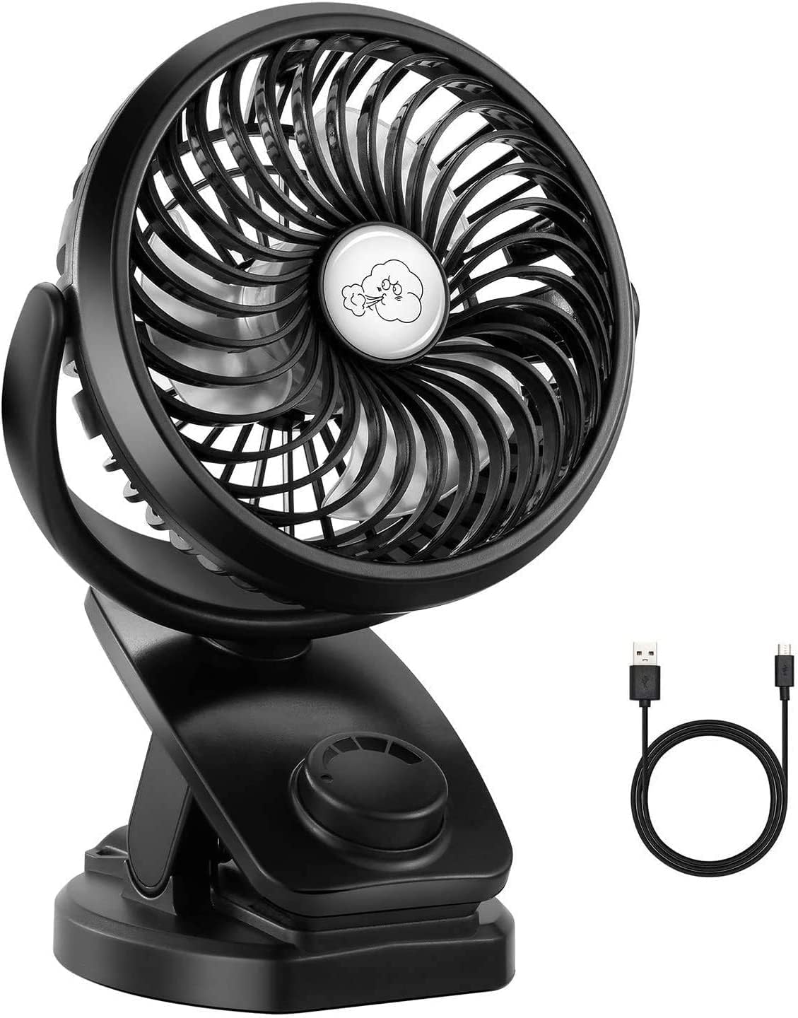 COMLIFE Stroller Fan Clip on Portable Fan F150 Small Desk Fan with Rechargeable 4400 mAh Battery Powered Fan, Stepless Speeds, Aroma Diffuser & Powerbank Function for Camping, Travel, Office