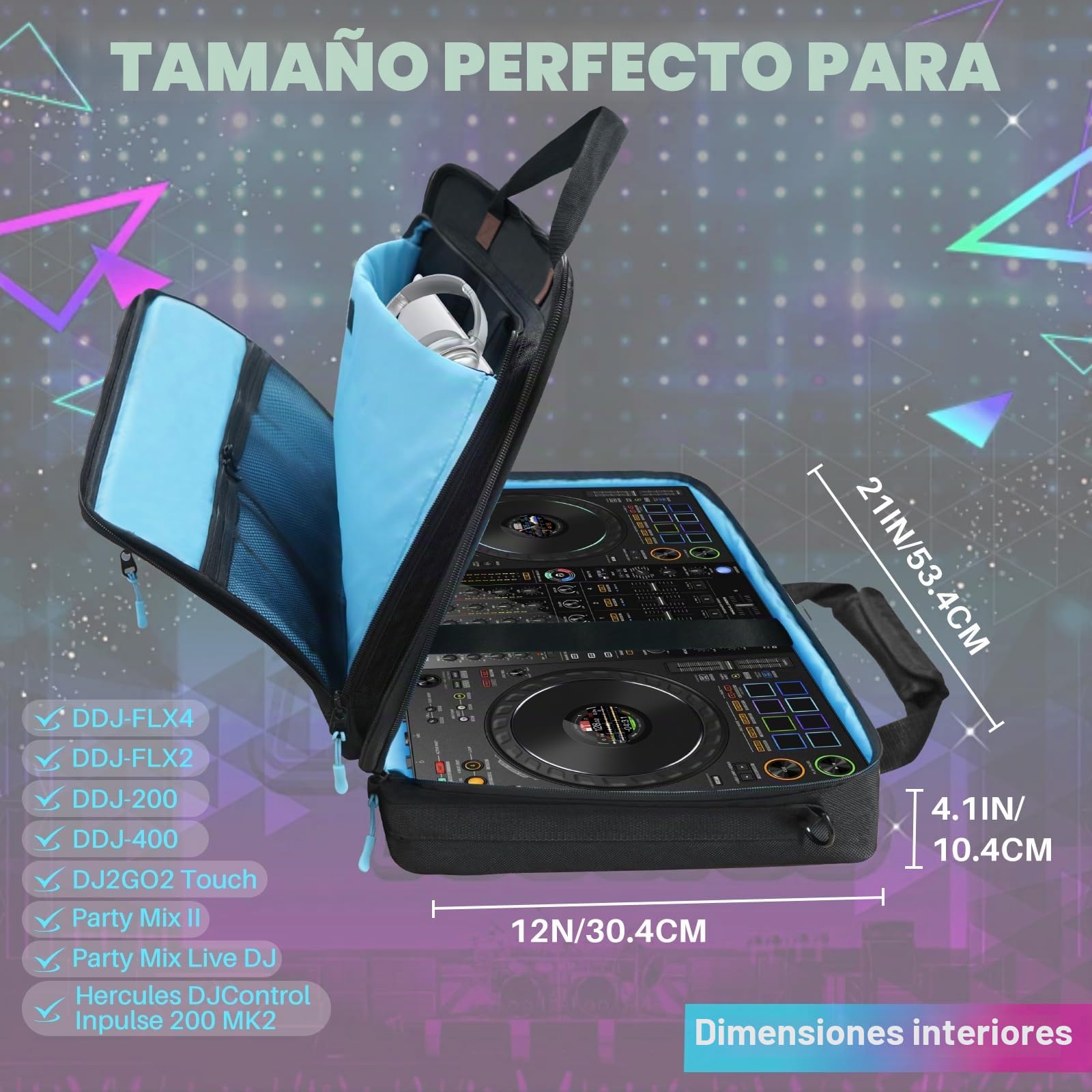 SUNDOY Funda para controlador de DJ Pioneer/Demo/Numark/Hercules, Black, S-55x12x32-CM, Bolsa de transporte para controlador de DJ