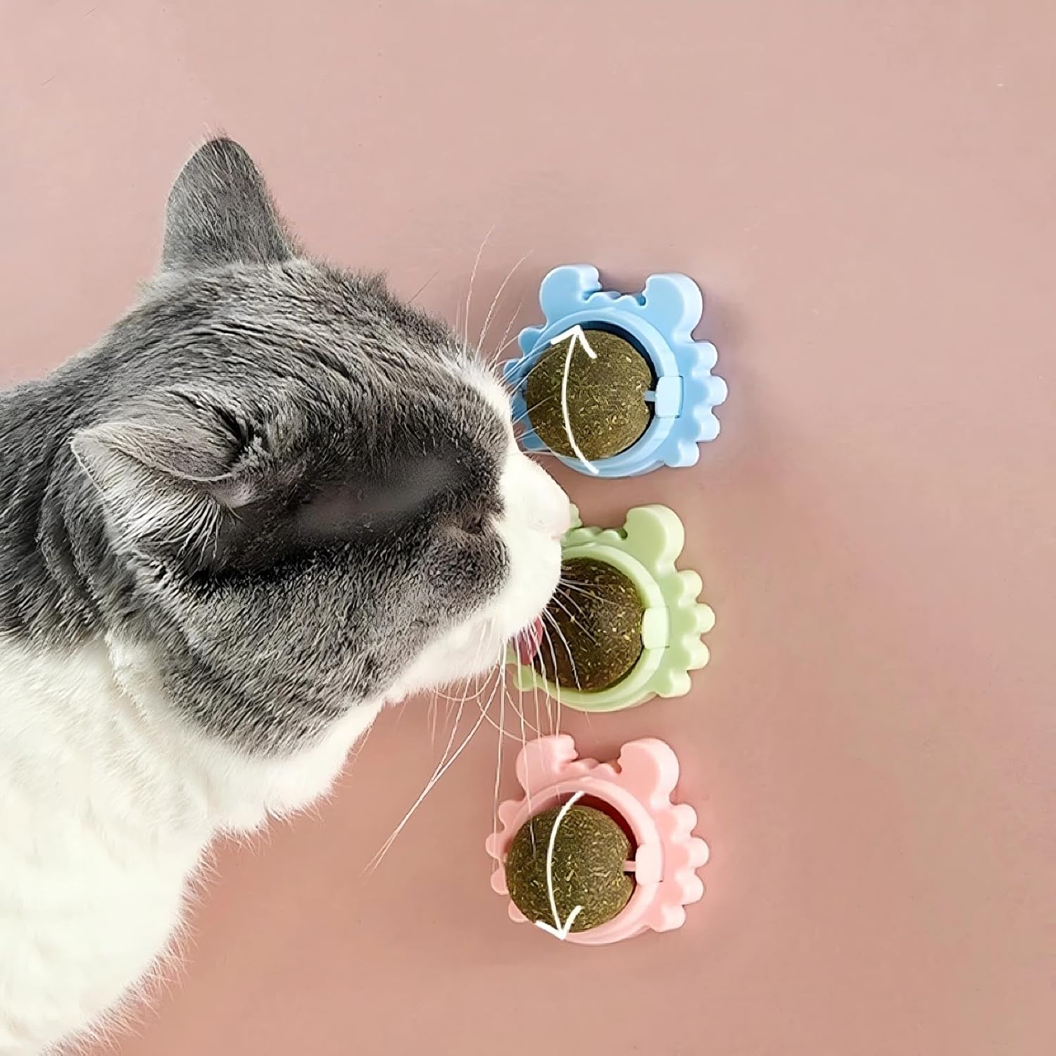 Sunkizzrs® Catnip Toy (1 Pcs) Catnip Balls Catnip Wall Toys for Cats Rotatable Edible Mint Natural Healthy Teeth Cleaning Chew Claw Toy for Cat/Kitten (Green)