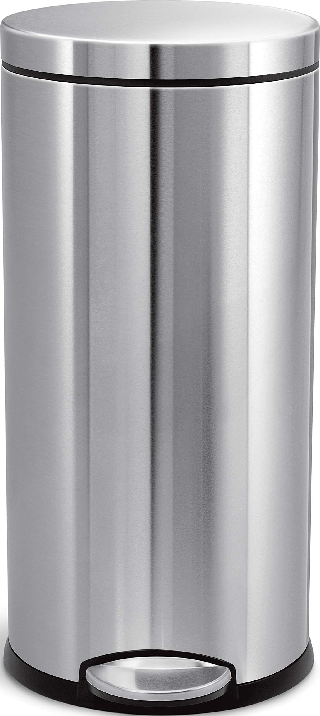 simplehuman CW1810 cubo redondo con pedal, acero inoxidable cepillado, 30 L