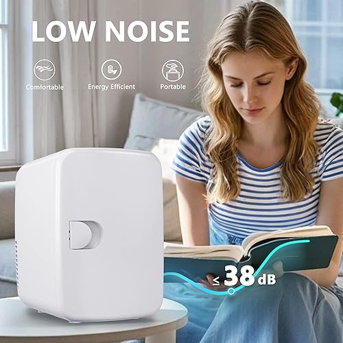 Miniatura 7 de EUHOMY Mini refrigerador compacto de 4 litros6 latas, enfriador y calentador portátil de CACC para cuidado de la piel, alimentos y bebidas, mini