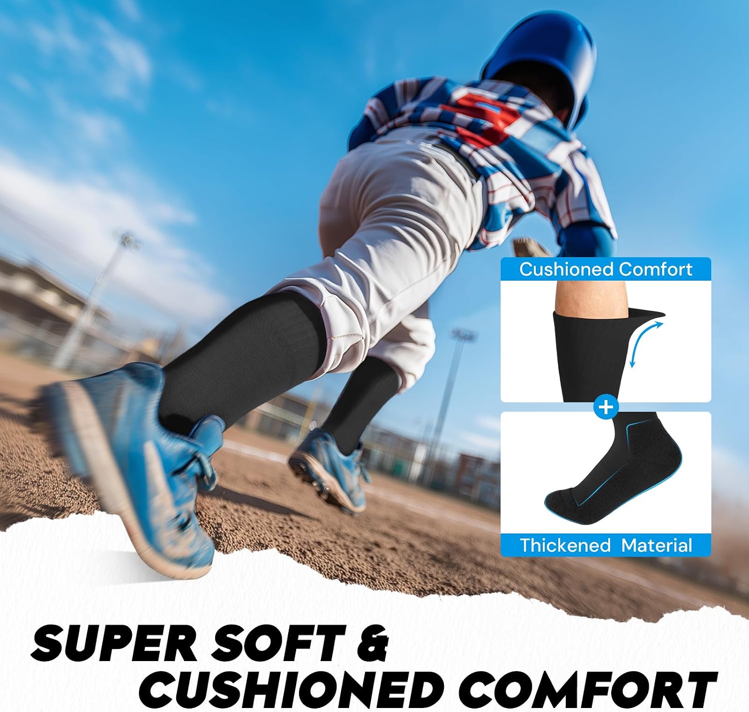 HOZMOZ Youth Baseball Socks and Belt Set Softball Baseball Socks and Elastic Waist Belt for Youth Boys Girls