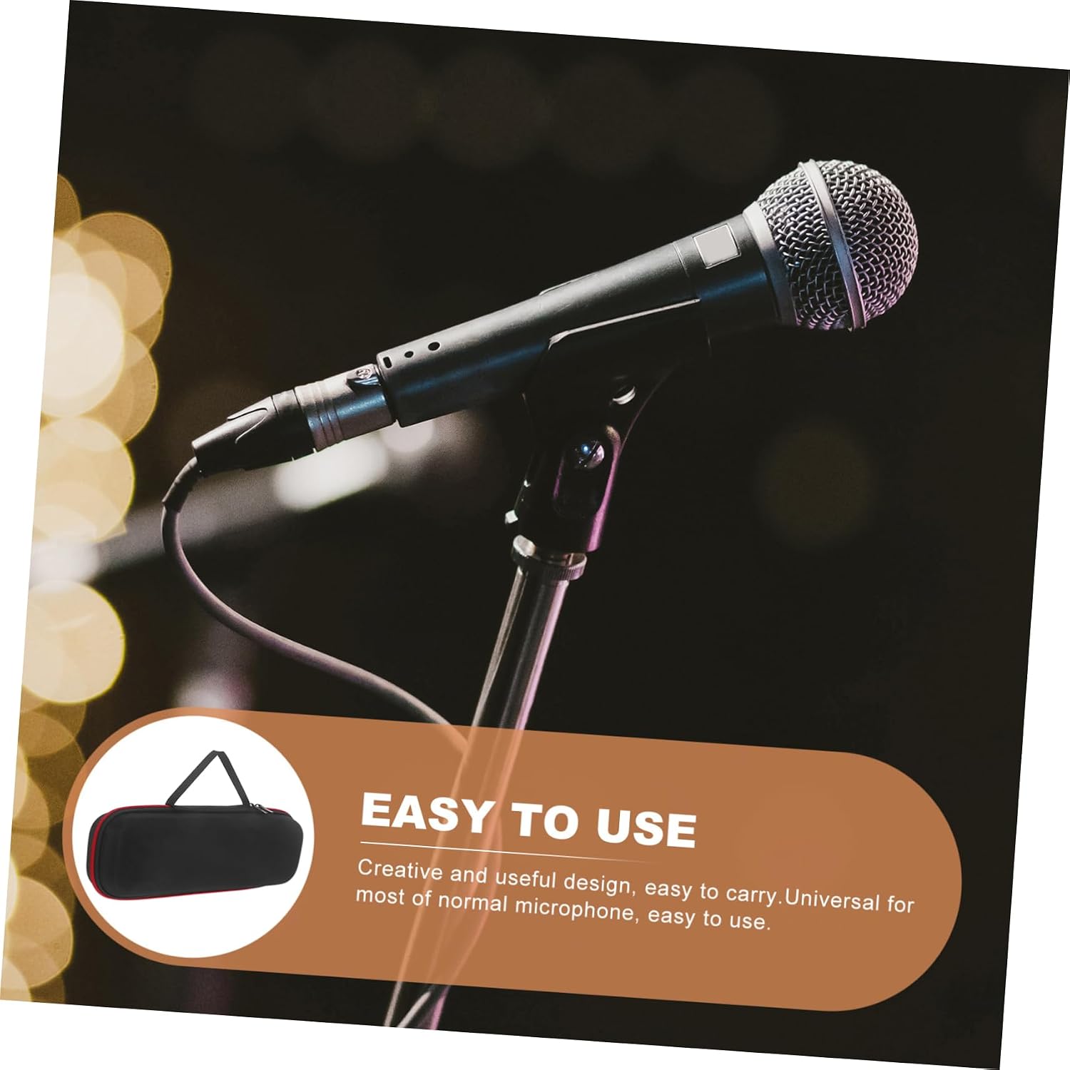 ERINGOGO Microphone Storage Bag Portable Party Cases Mic Cover Mic Bag Covers Holder Gaming Protector Protective Carrying Bag Small Foldable Blue Travel Cordless Microphone Case Black image 2