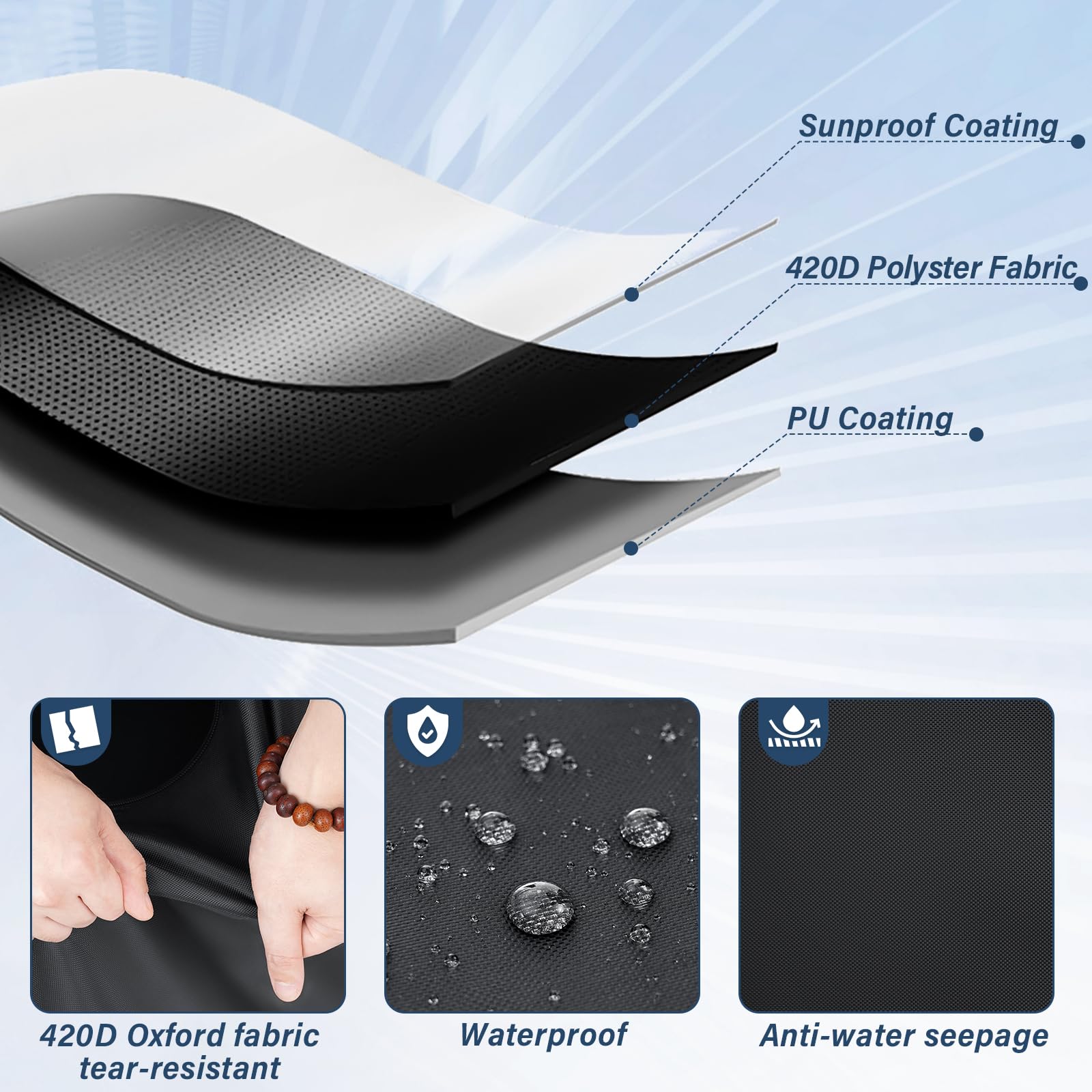 Copertura Per Stufa Da Terrazzo GARPROVM - Tessuto Oxford 420D Impermeabile 122x80x21 Cm | Protezione Da Neve E UV - Foto 6