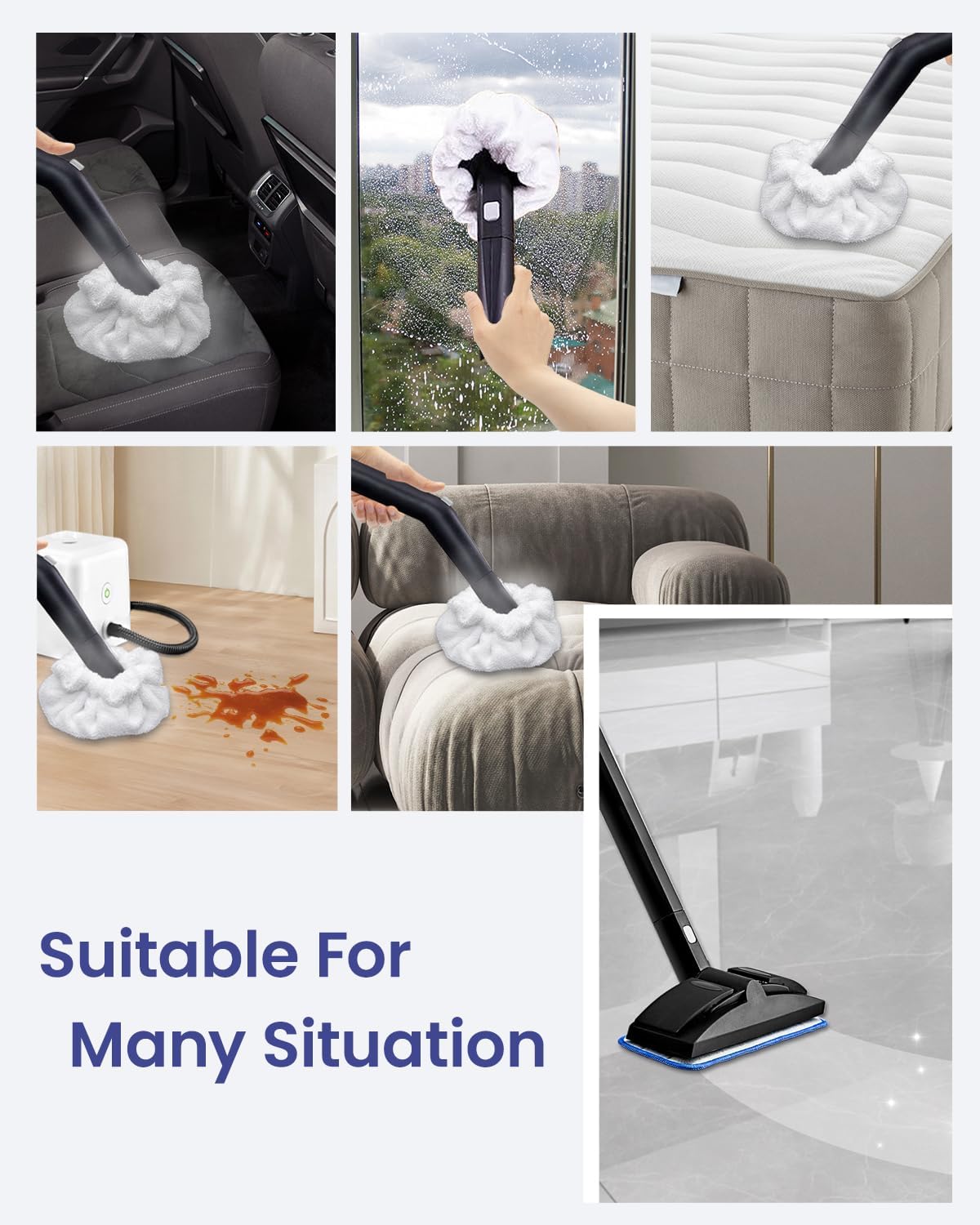 Small Triangle Bonnets + Steam Cleaner Pads + Large Rectangle Bonnets Compatible with Dupray Steam Cleaner