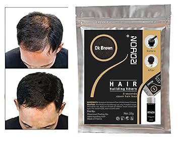 Rayon Hair building fiber refilling pack use for Caboki Toppik Bottles etc. (25gm DarkBrown)