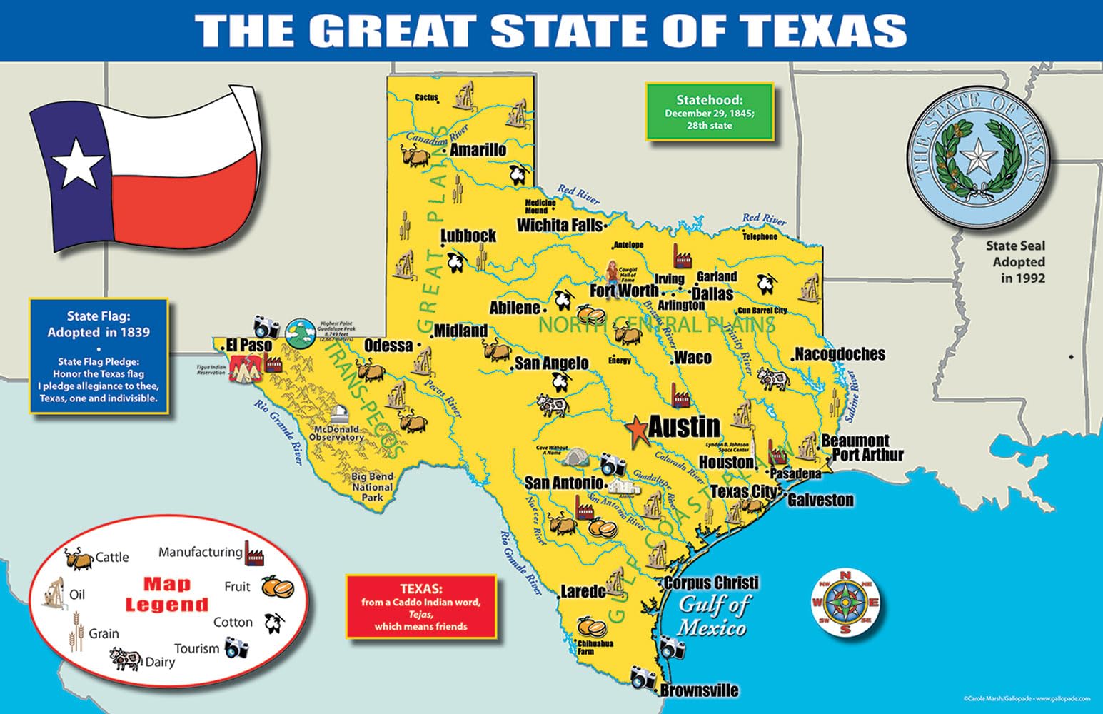 Gallopade Publishing Group 11 x 17 Inches The Texas State Map (9780635115072)