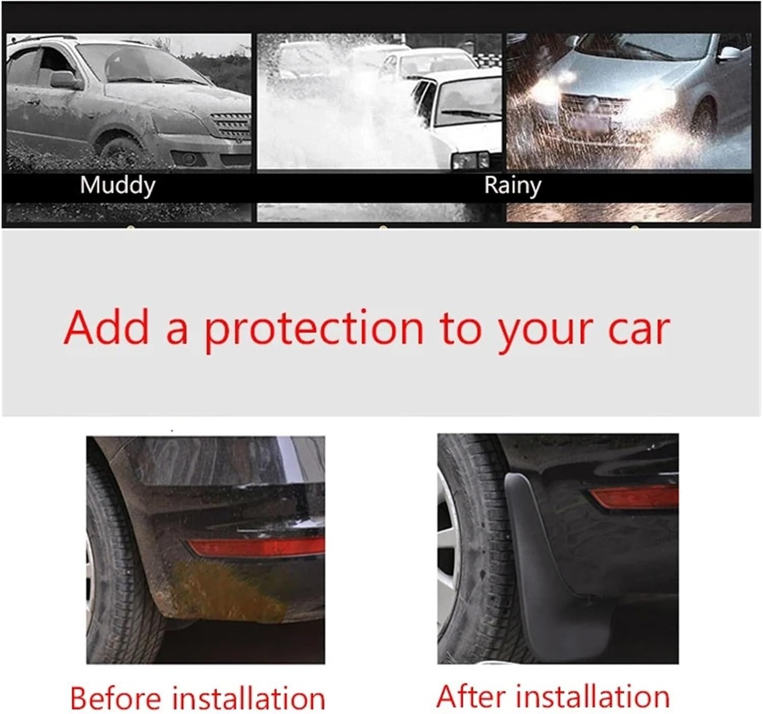 4X Front Rear Left Right Splash Guard Fender Mud Flaps Compatible with Renault Kwid E-Tech Compatible with Dacia Spring Eletric City K-ZE IKCO K112 Climber