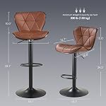 Bar Ensemble de tabourets 2, Tabourets de bar modernes pivotants, Chaises en cuir réglable avec dossier, Tabouret de bar sans bras rembourré, Chaise de l'île pour comptoir de cuisine, Brown