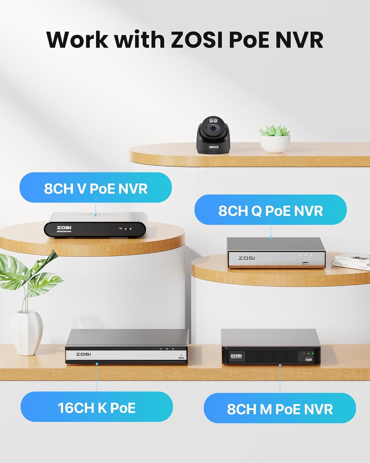 ZOSI C220 4MP 2.5K QHD Add-On PoE IP Camera Outdoor, 1440p Surveillance Outdoor Camera for PoE Security System, 100ft IR Night Vision, AI Human Detection, Two-Way Audio, Only Work with Our NVR