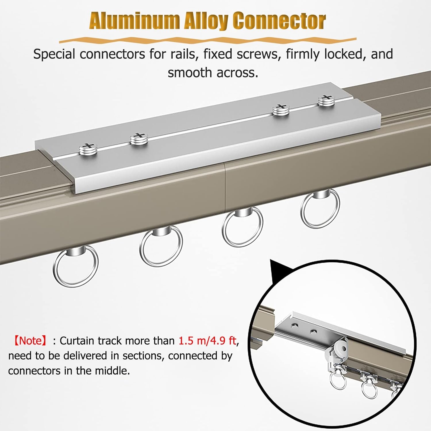 3.2/6.5/13/16/32.8/39.3/49.2 ft Long Aluminum Alloy Curtain Rod Rail - Not Bendable,White Sliding Curtain Track System, for Balcony/Bedroom(Ceiling Mount,1250cm/41ft)