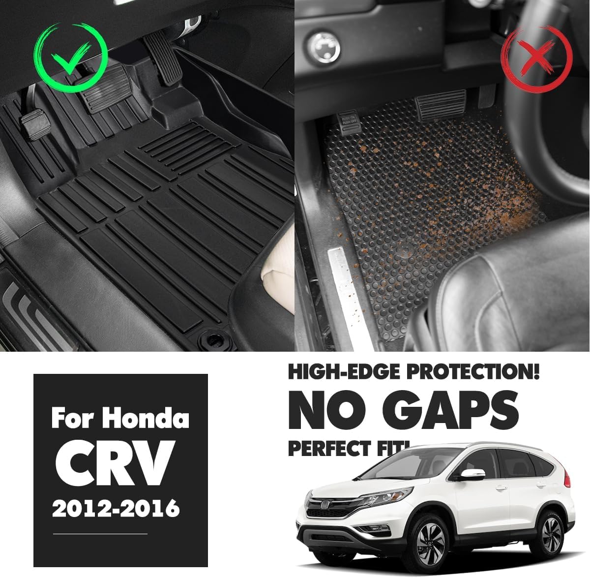 Fit for 2012-2016 Honda CRV Trunk Cargo Mats，All-Weather TPE Rear Cargo Liner Protector for Honda CRV Accessories 2012 2013 2014 2015 2016,Black(12-16,Fuel Model)