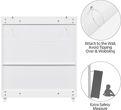 Miniatura 8 de Yaheetech Zapatero de 4 niveles con cajón y estantes ajustables, organizador de zapatos de madera con puertas con listones para entrada, pasillo,
