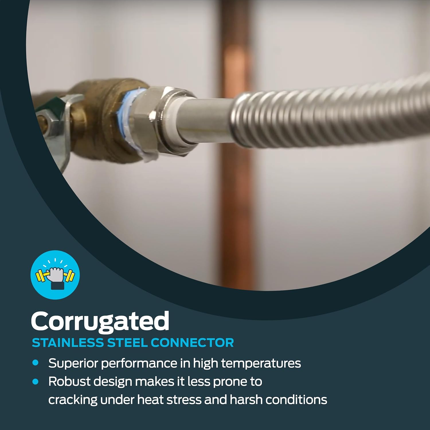 Eastman 18 Inch Water Heater Connector, 2 x 2 Inch FIP, Corrugated Stainless Steel Water Heater Connectors, 0432318