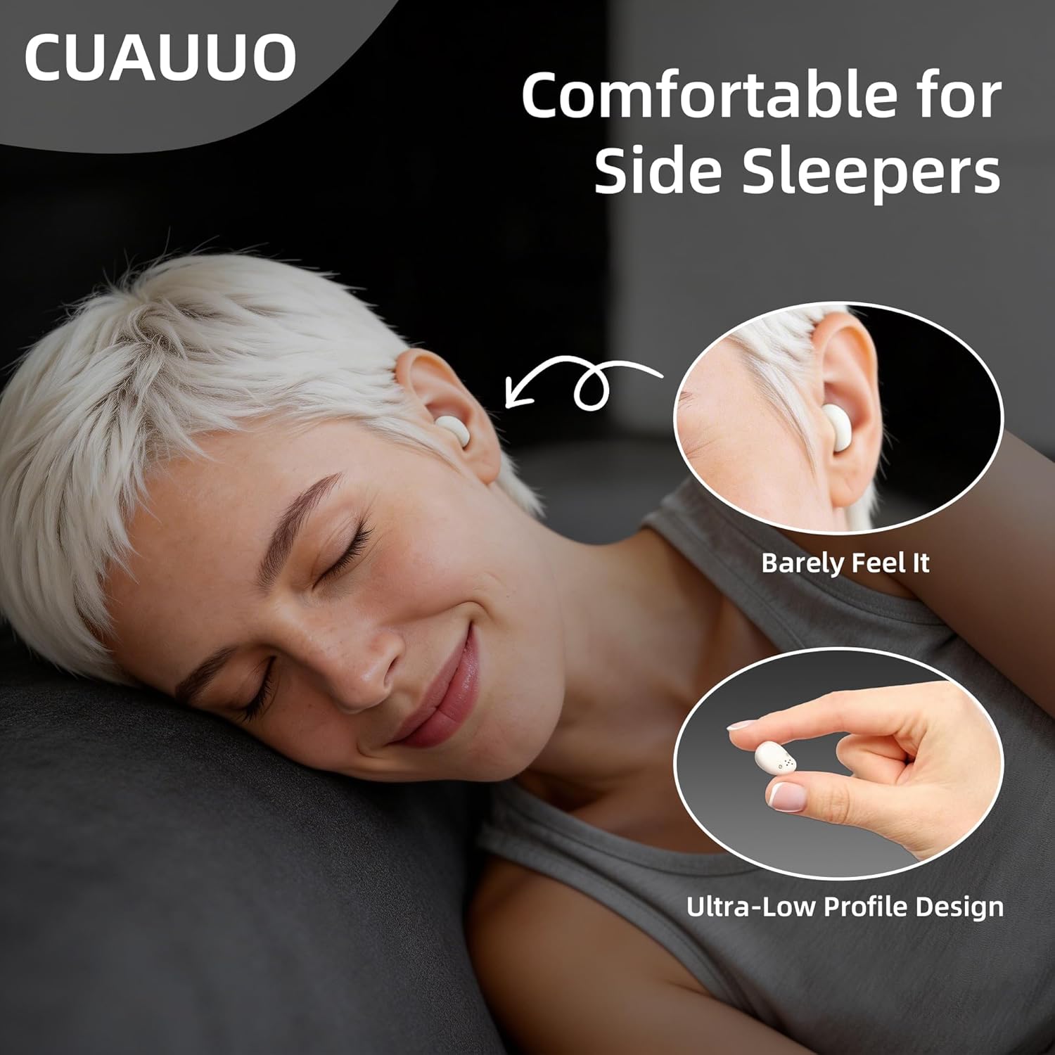 Invisible Earbuds Wireless Bluetooth 5.4, Mini Earbuds for Side Sleepers, Lightweight Small Earbuds for Small Ears, Noise Canceling Hidden Earbuds for Work, Exercise, Travel, Skin