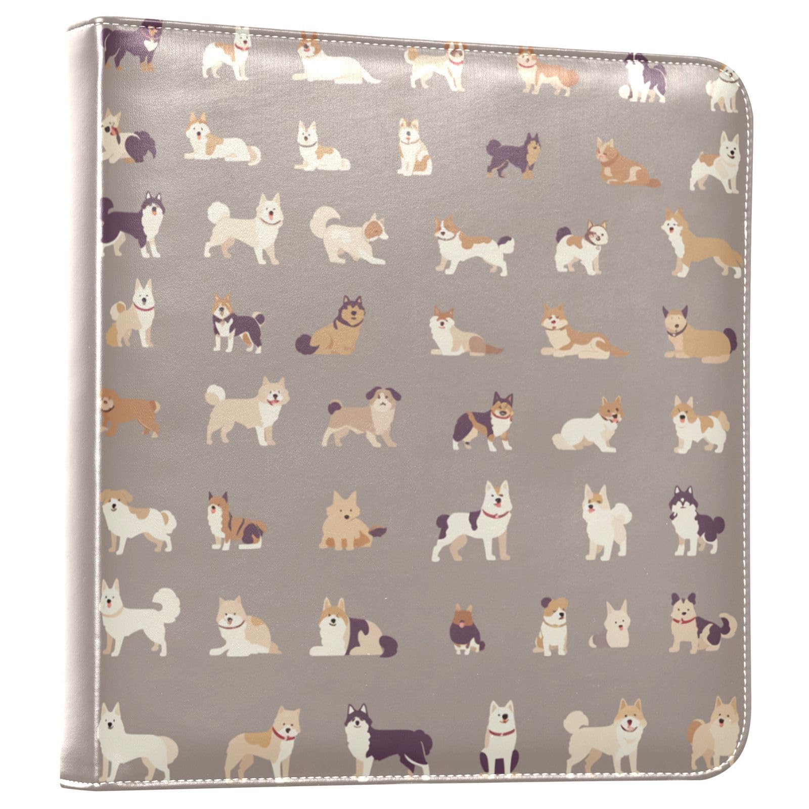 Kigai Cute Dogs Photo Album Self Adhesive Scrapbook Album Leather Cover DIY Picture Scrap Book with 20 Adhesive Sheets, 11.8x24x0.8 inch