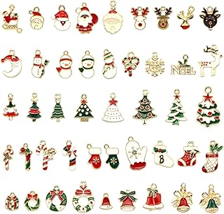 WANDIC Boże Narodzenie artykuły do samodzielnego wykonania, 90 szt. 45 stylów urocze posortowane pozłacane wisiorki świąteczne mini stop Boże Narodzenie emalia zawieszki do naszyjnika bransoletki kolczyk tworzenie biżuterii