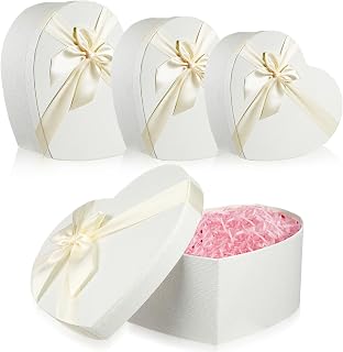 Three Piece Heart Shaped Gift Boxes Set Pink White