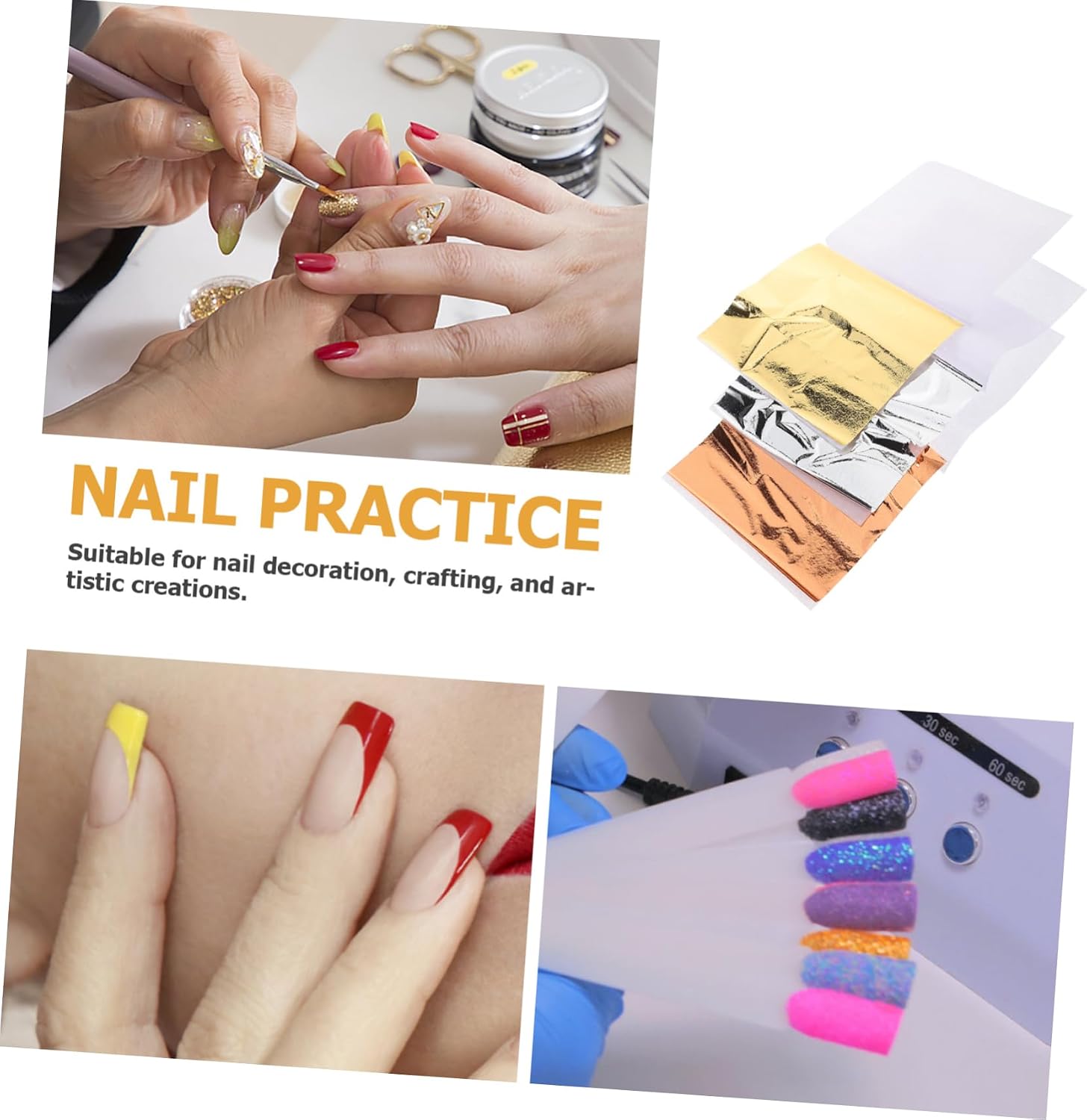 VILLFUL 120Pcs Multi-Color Imitation Gold Leaf Sheets for DIY Crafting Nail Art Furniture and Wall Decoration Use Metallic Foil Paper with Vibrant Colors for Arts and Painting Projects