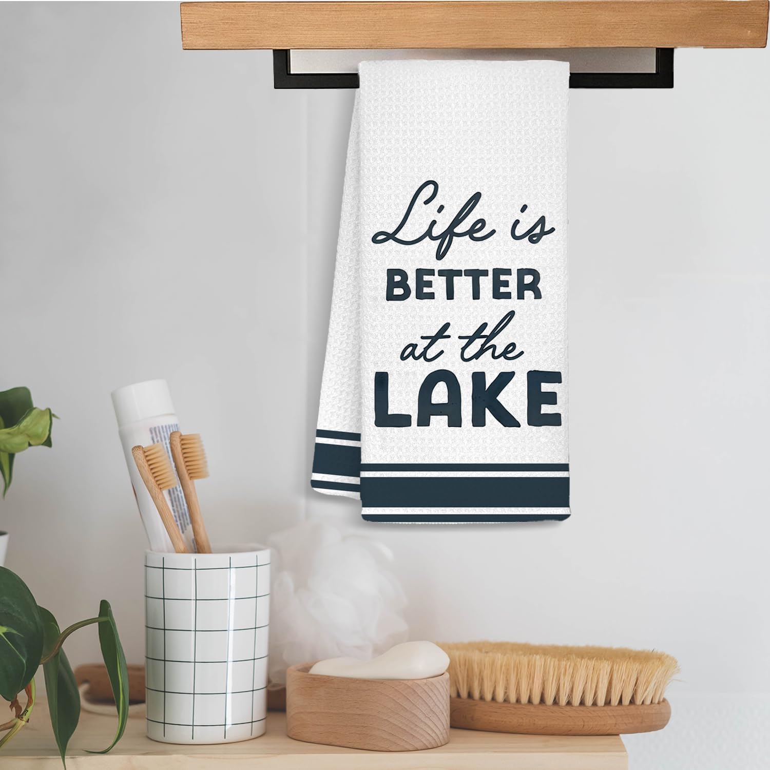 Lake Life House Gifts Kitchen Towels, Life is Better at The Lake Dish Tea Towels for Kitchen, Farmhouse Nautical Decorative Hand Towels for Bathroom, 16x24 Inch - Image 4