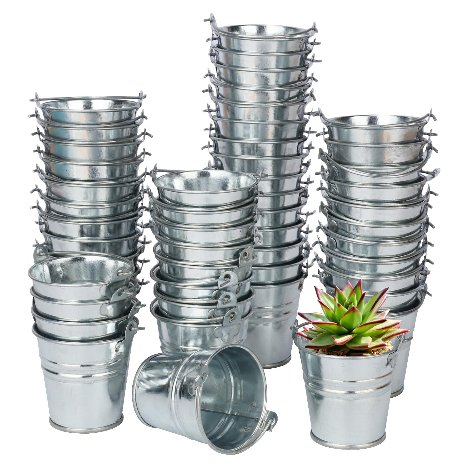 50 sztuk mini metalowych wiader z uchwytem, ocynkowane mini wiadra blaszane, małe metalowe wiadro, mini metalowe wiaderko do projektów DIY, na wakacje, imprezę, do dekoracji wnętrz