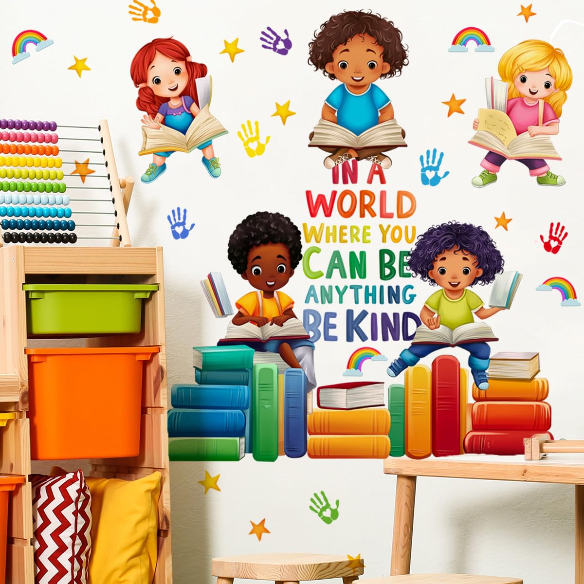 Runtoo Colorful Kids Equality Wall Decals Inspirational Quotes Book Wall Stickers Positive Saying Lettering Wall Decor for Nursery Reading Room Classroom Playroom Daycare Bedroom - Image 3