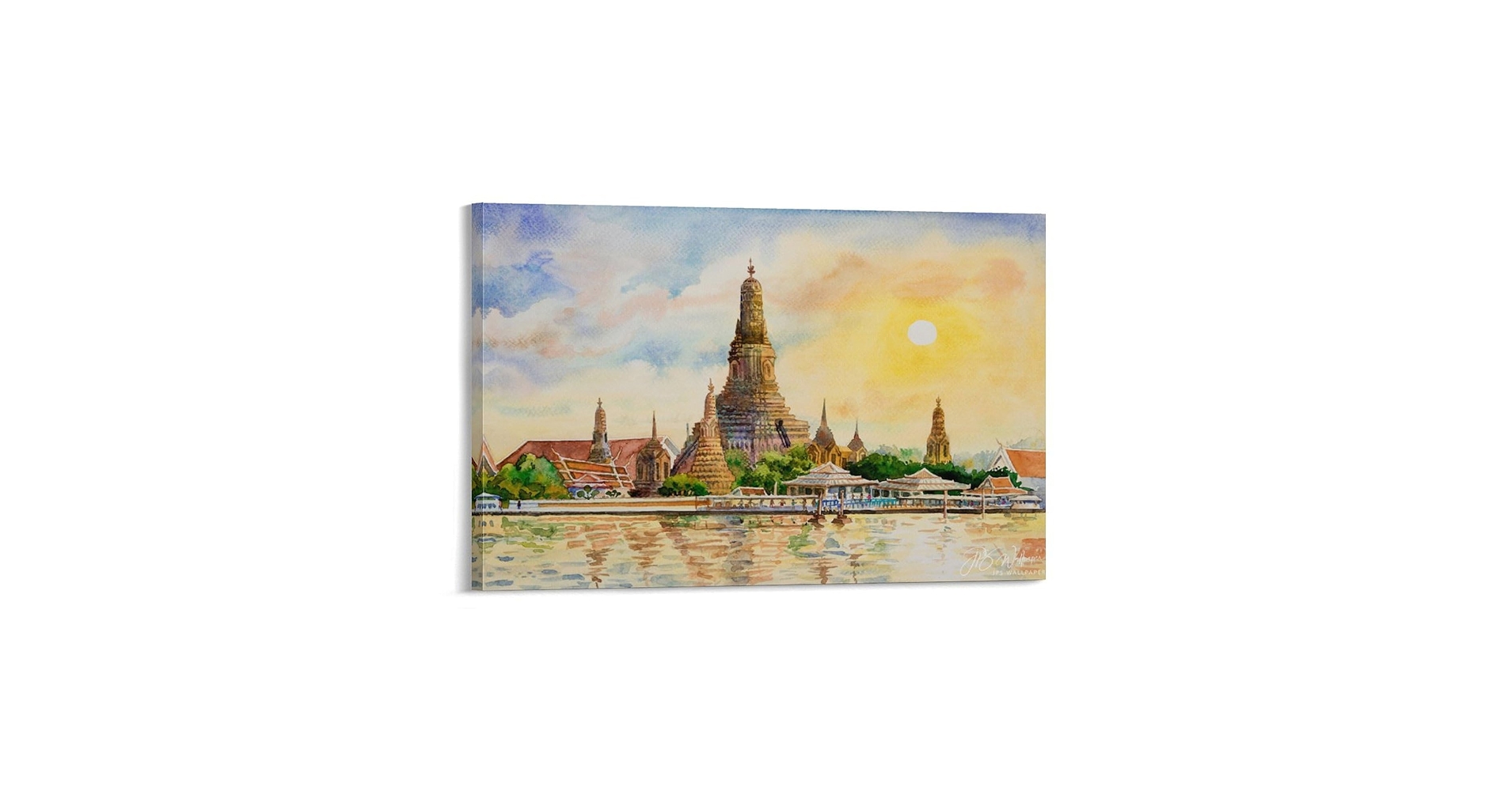 タイの板絵 Amazon.co.jp: タイの壁の写真バンコクの有名な観光スポット湖の絵水彩