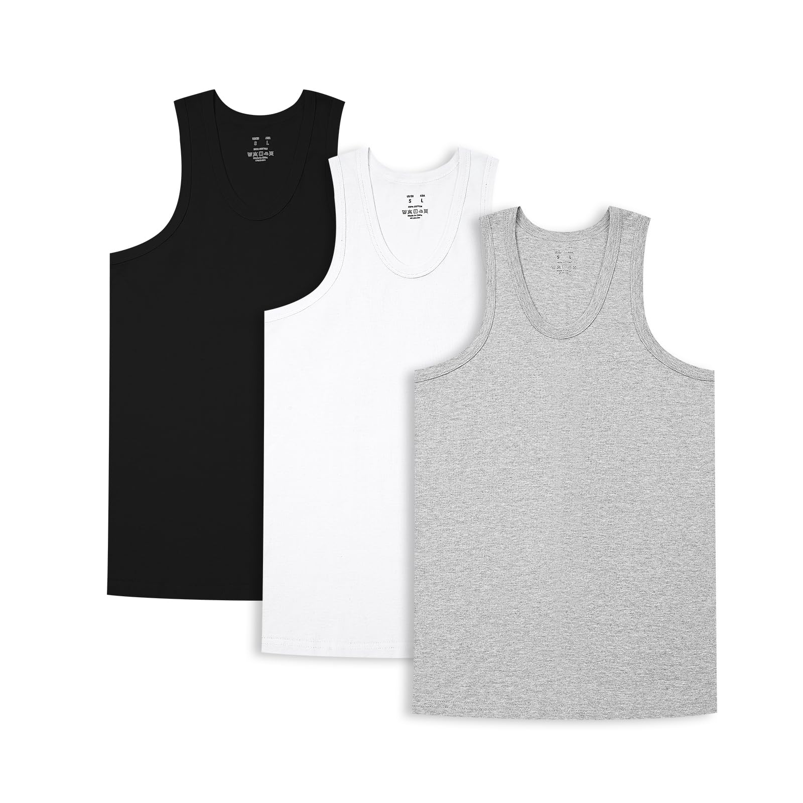 HomyComy Camiseta de Tirantes para Hombre Pack de 3 de Algodón 100% Ropa Interior sin Manga Tank más Colores