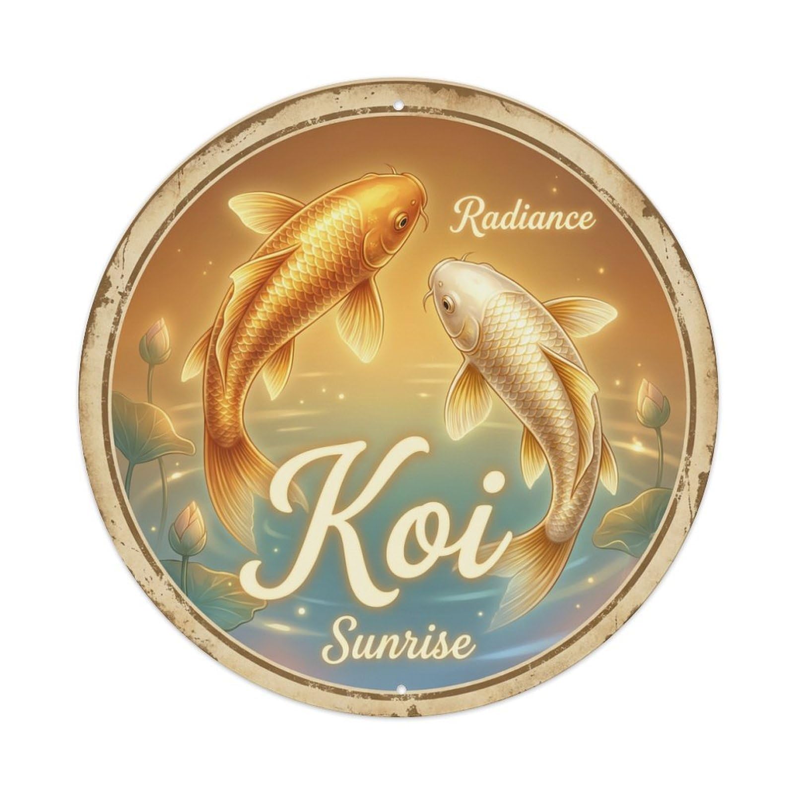 Metal Tin Sign Koi Fish Peaceful Calm Serene Japanese Decor