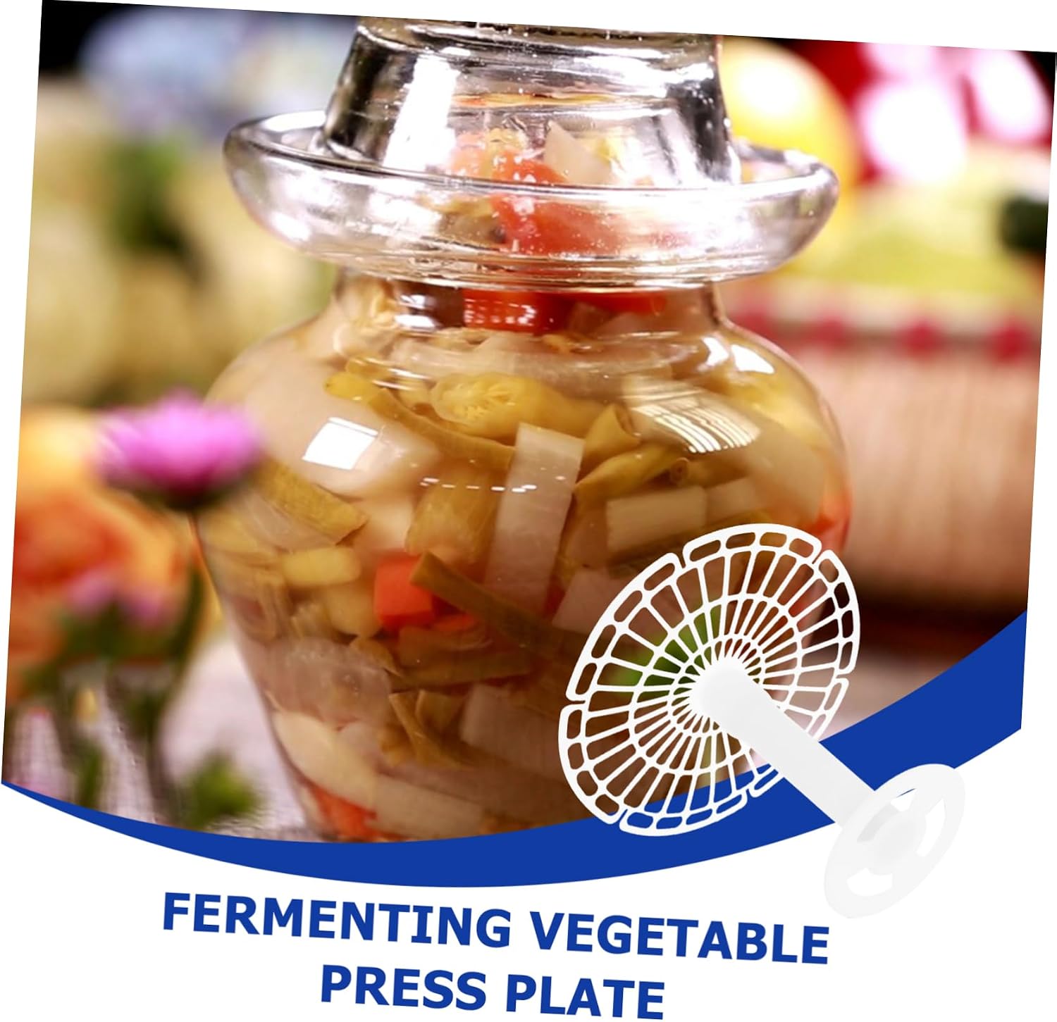 pickles vegetables Pickling Jar Press Tool Portable Jar Press Plate Fermenting Jar Vegetable Fixer practical Press Supply Pickle Fixer 15c Accessories small plastic white