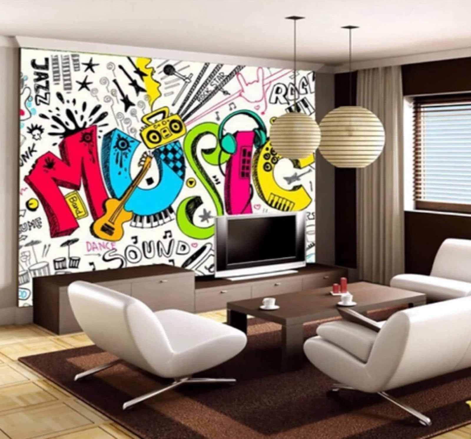 XLMING Abstract Music Graffiti Art Individuality 3D Wallpaper Luxury Home Dining Decor Paste Sofa Living Room The Wall for Bedroom Mural-400cm×280cm